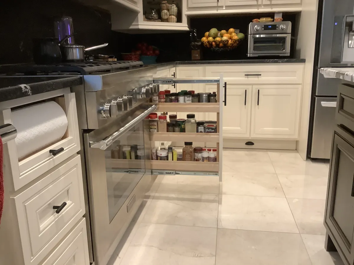 Custom pull-out spice rack cabinet insert